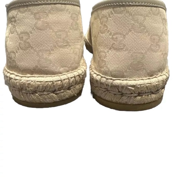 Gucci GG 9.5 Supreme Monogram Canvas Flat Espadrille Slip On Shoes Beige EU 41 - Picture 4 of 6
